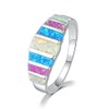 CiNily Women's Opal Rings, Create White Blue Pink Fire Opal