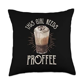 This Girl Needs Proffee Coffee Protein Shake Gift This Girl Needs Coffee Protein Shake | Proffee Throw Pillow, 18x18, Multicolor