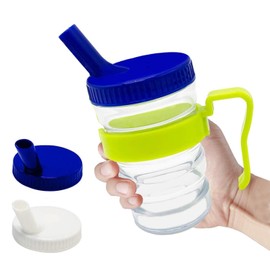 pegirra Control Flow Cup With Two Style Lids,Lightweight Clear Senior Drinking Cup,Spillproof Adult Sippy Cup for Elderly Care,Liquid Feeding Elderly Disabled Hospital Patients Convalescent