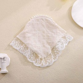 Jewemia Hair Bandanas for Women Lace Headbands Floral Triangle Hairband Headwear Headwrap Hair Acessories for Women and Girls (Beige)