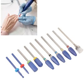 10 Piezas Brocas para Manicura, Kit de Brocas para Uñas Juego de Brocas para Remover Gel de Uñas Brocas para Pulir Uñas de Acero de Tungsteno Juegos de Brocas para Lima de Uñas con Estuche