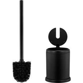 Timotech Escobilla de Inodoro de Acero Inoxidable con Tapa, Cepillo de Limpieza para Baño, Limpiador de Inodoros, Cepillo de Inodoro, Decoración de Baño (1, Negro) (1 Pieza, Negro)