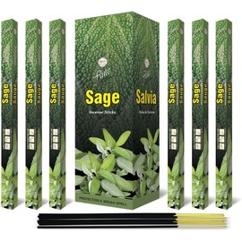 Flute Sage Premium Incense Sticks | Total 200 Sticks | 9" Inch Agarbatti Sticks with 40 Mins Burning time | Herbal, Sage, Warm Incense for Deep Relaxation, Attracting Positive Energy | 8 Sticks/Pack