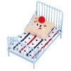 1:12 Miniature Bed Metal Structure Cute Pattern Sponge Cloth Mattress
