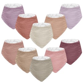 Wrrernsin Muslin Baby Bibs for Unisex Boys Girls, 10pack Cotton Drool Bibs, Adjustable Bandana Bibs for Drooling and Teething