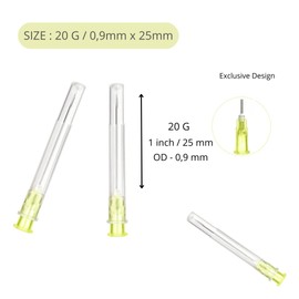 Pack of 100 20 g x 1 inch (25 mm) stainless steel dispensing tube, various sizes: 18G/20G/21G/22G/23G/25G/26G/27G/30G, individually packaged, refill tubes for industry, science laboratories, for hobby