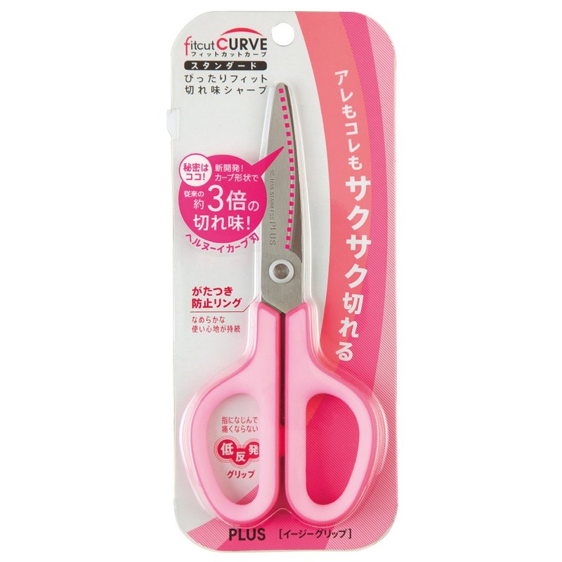 プラス はさみ フィットカットカーブ スタンダード SC-175S ピンク 34-513