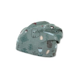 Sterntaler Boys Slouch Beanie Forest Motif Hat, dark green