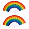 2 Pieces Of Rainbow Folding Fans, Rainbow Gradient Design, Foldable