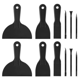 12pcs Plastic Putty Knife Set, Spackle Tool, Include 6 Black Flexible Putty Scraper and 6 Detail Scraper for Repair Spackling Patching Plastering and Painting