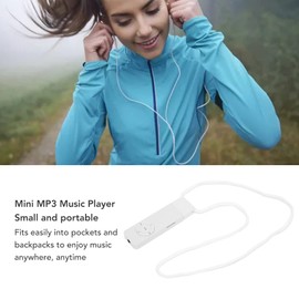 MP3 Player, Support Up to 64GB Mini Music Player Lossless Sound MP3 Music Player Compact and Portable Mini MP3 Music Player with Earphone and Lanyard for Students Running Travel (White)