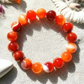 Natural Crystal Gemstone Carnelian 8mm Beads Healing Women Men Stretch Bracelet