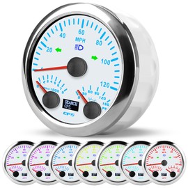 WATERWICH 3/8" 85mm 3in1 Tachometer RPM Oil Pressure Gauge Speedometer 7 Color for Car Boat Truck Vehicle Tractor