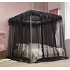 Mengersi Black Bed Canopy, 4 Corner Post Bed Canopy Curtains,