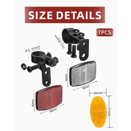 HSIXHAF Bicycle Reflectors Front and Rear, 7 Pieces Bicycle Reflector with 8 m Reflective Tape, Front Reflector, Rear Reflector for Mountain Bike, Motorcycle, MTB, Fluorescent Reflective Tape