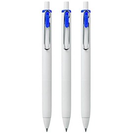 uni-ball UMN-S-05 Retractable Gel Ink Rollerball Pens - 0.5mm Tip Nib - White Barrel - Blue Ink - Pack of 3