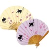 Fashionable kimono Iroha Cat and Butterfly Fan, Women’s Cloth Fan,,