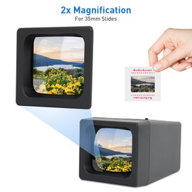35mm Slide Film Viewer, 2X Magnification Slide Viewer, Desk Top LED Lighted Illuminated Viewing Old Slides (2 AAA Batteries Included)