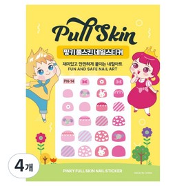 Pinky Tonky Kids Full Skin Nail Sticker, AN-14 (Theme Pink), 4 Pieces / 핑키통키 키즈 풀스킨 네일스티커, AN-14(테마 핑크), 4개