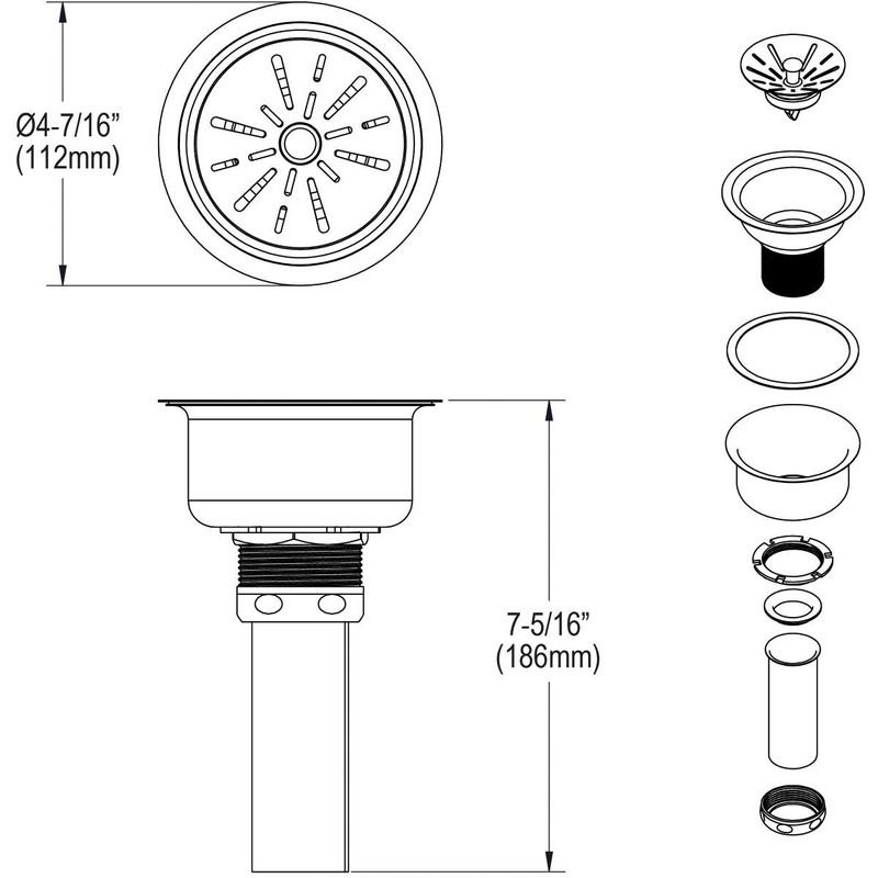 Elkay LK35 3-1/2" Drain Fitting with Type 304 Stainless Steel