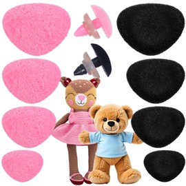 Nogeqi 32PCS Safety Noses for Crochet Animals, 11/15/17/18mm Craft Noses with Washers, Stuffed Animal Nose for Amigurumi Doll Making Supplies Craft Puppet Plush Toy Bear Accessories(Pink, Black)