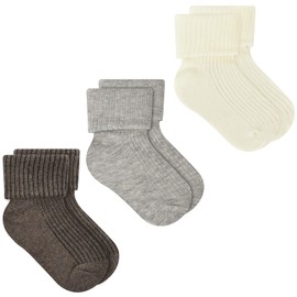 JAKIDAR Baby Socks Organic Cotton Infant Toddler Kids Socks Cozy Warm Seamless Crew Socks for Boy Girl, 3 Packs, 6-12 Months, Cocoa Milk