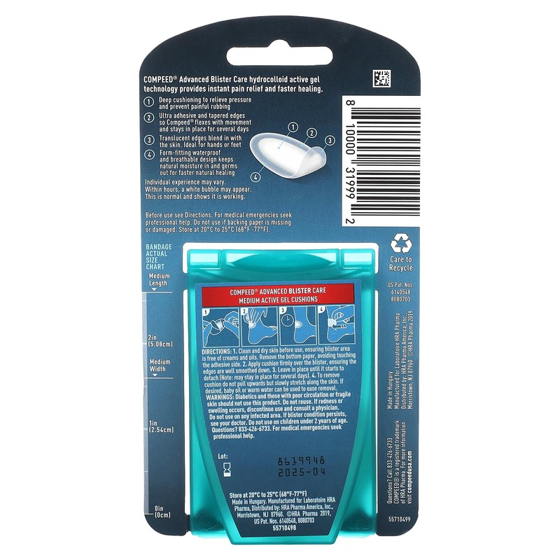 Compeed Advanced Blister Care Cushions, 10 Count Medium (1 Pack)