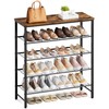 Kitsure Shoe Rack for Closet, Rustic Brown Shoe Organizer with
