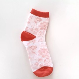 Made for Retail Women's Novelty Floral Socks Size 9-11 Coral Pink 1 Pair