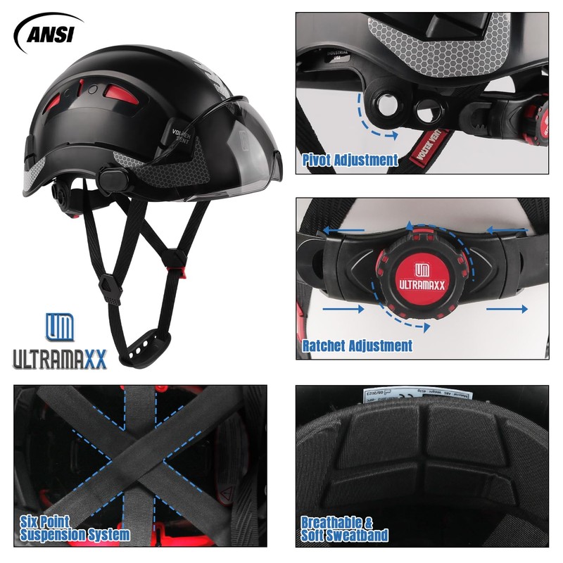 UM ULTRAMAXX Safety Helmet Hard Hat, ANSI Z89.1 Approved Lightweight