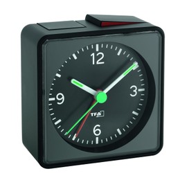 TFA 60.1013 Push Analogue Silent Alarm Clock - Sweep Movement No Ticking