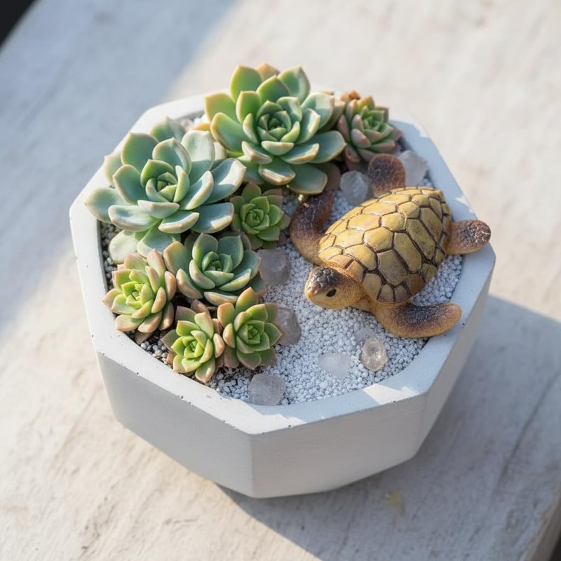 Ssmmam 2Pcs Miniature Sea Turtle Figurines for Fairy Garden, Fish
