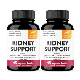 Sandhu's Kidney Cleanse Detox & Repair Support Supplement for Men and Women | with Cranberry Extract | Helps Support Kidney & Urinary Tract Health | 60 Vegetarian Capsules (Pack of 2)