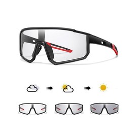 Unisex Photochromic Sporty Sunglasses, Flat Top Wrap Sunlight, Windproof Goggles for Outdoor Sports, Cycling, Hiking, Baseball, Softball, Back To School - Color: Gray, Size: one-size