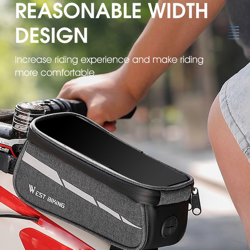 1L Bicycle Bag Reflective Bike Frame Fronttube Bag Touchscreen Mobilephone
