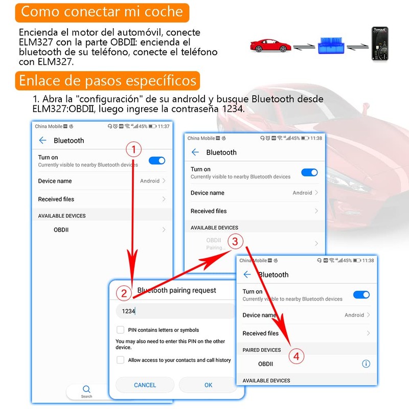 Diagnóstico del Coches Inalámbrico Bluetooth Herramientas - V2.1 ELM327, para
