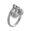 Sterling Silver Dangling Ball Charm Ring for Women 2mm Wide