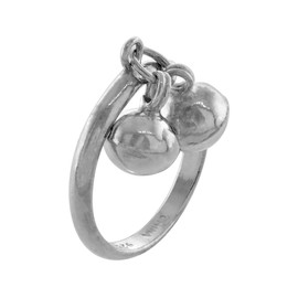 Sterling Silver Dangling Ball Charm Ring for Women 2mm Wide Size 10.5