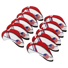 10 Pcs Golf Club Iron Head Covers Protector Headcover Set USA in Red