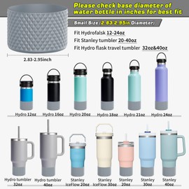 WUQID Water Bottle Boot, Diamond Silicone Boot Compatible with Stanleyy Tumbler 20-40oz & Hydroo Flask Bottle 12oz-24oz, Reduces Dents Sleeve Cover for More Bottles/Tumblers Bottom of 2.83-2.95in