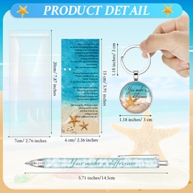 30 Pcs Starfish Story Gifts Bulk Beach Pens Keychains You Make a Difference Ballpoint Pens Thank You Gifts with Cards for Employee Teachers Housekeeping Appreciation Office School Supplies