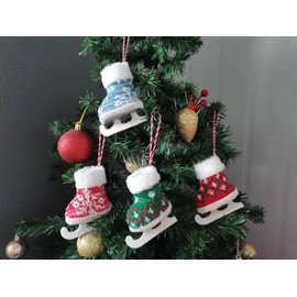8Pcs Christmas Ornaments Boots -DIY Shoes Tree Hanging Ornament 8x7cm