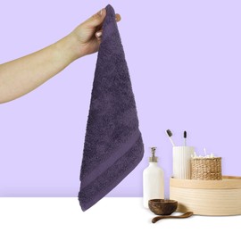 Chakir Turkish Linens 100% Cotton Premium Turkish Towels for Bathroom | 13'' x 13'' (6-Piece Washcloth, Plum)