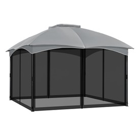 COWVIE Gazebo Replacement Netting Screen, 10' x 12' Universal Gazebo 4-Panel Mosquito Sidewalls with Double Zippers for Outdoor Patio (Only Netting)