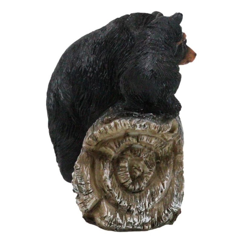 Rustic Forest Black Mama Bear And 3 Cubs Sitting On