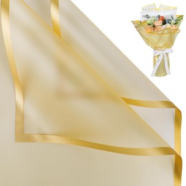 NESCCI 20 Sheet Flower Wrapping Paper - Waterproof Floral Bouquet Wrapping Paper, Florist Supplies Packaging Paper for Wedding Birthday Gift DIY (Translucent Gold)