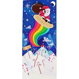 Wishing You A Holly Jolly Holiday Full of Christmas Cheer Check Money Holder Premium Greeting Card with Santa on Rainbow