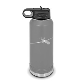 MQ-9 Reaper Water Bottle 32 oz - Laser Engraved w/Flip Top Removable Straw - Polar Camel - Stainless Steel - Vacuum Insulated - Double Walled - Drinkware Bottles - Flying Drone UAV - Gray
