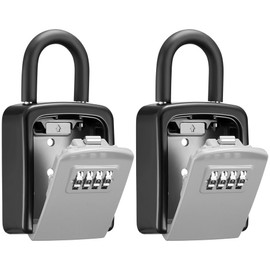 Puroma Key Lock Box, 4-Digit Combination Key Storage Lockbox, Portable Wall Mounted Security Lockbox with Code for Home, Flats, Realtors Garage Spare Keys (2 Pack, Grey)