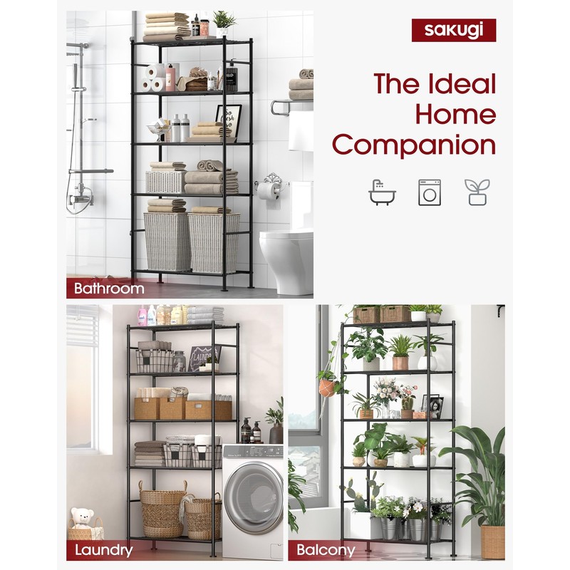 Sakugi Storage Shelves - 5 Tier Shelf Organizer, Heavy Duty